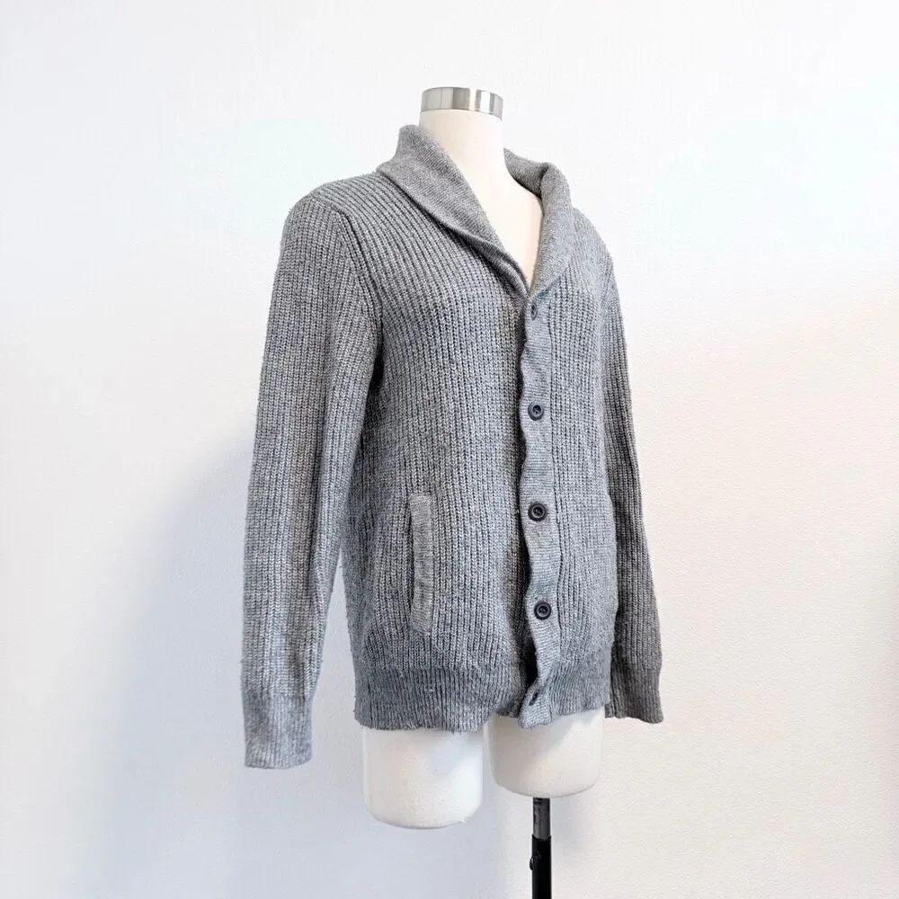 Express Grey Gray Grandpa Cardigan Sweater Cable Knit Medium M